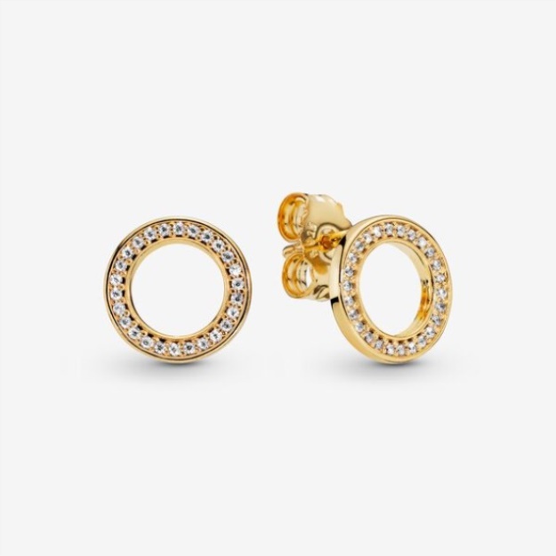 Sparkling Circle Stud Earrings Pandora Gold Plated